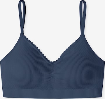 SCHIESSER Bralette Bra ' Seamless Rib ' in Blue: front