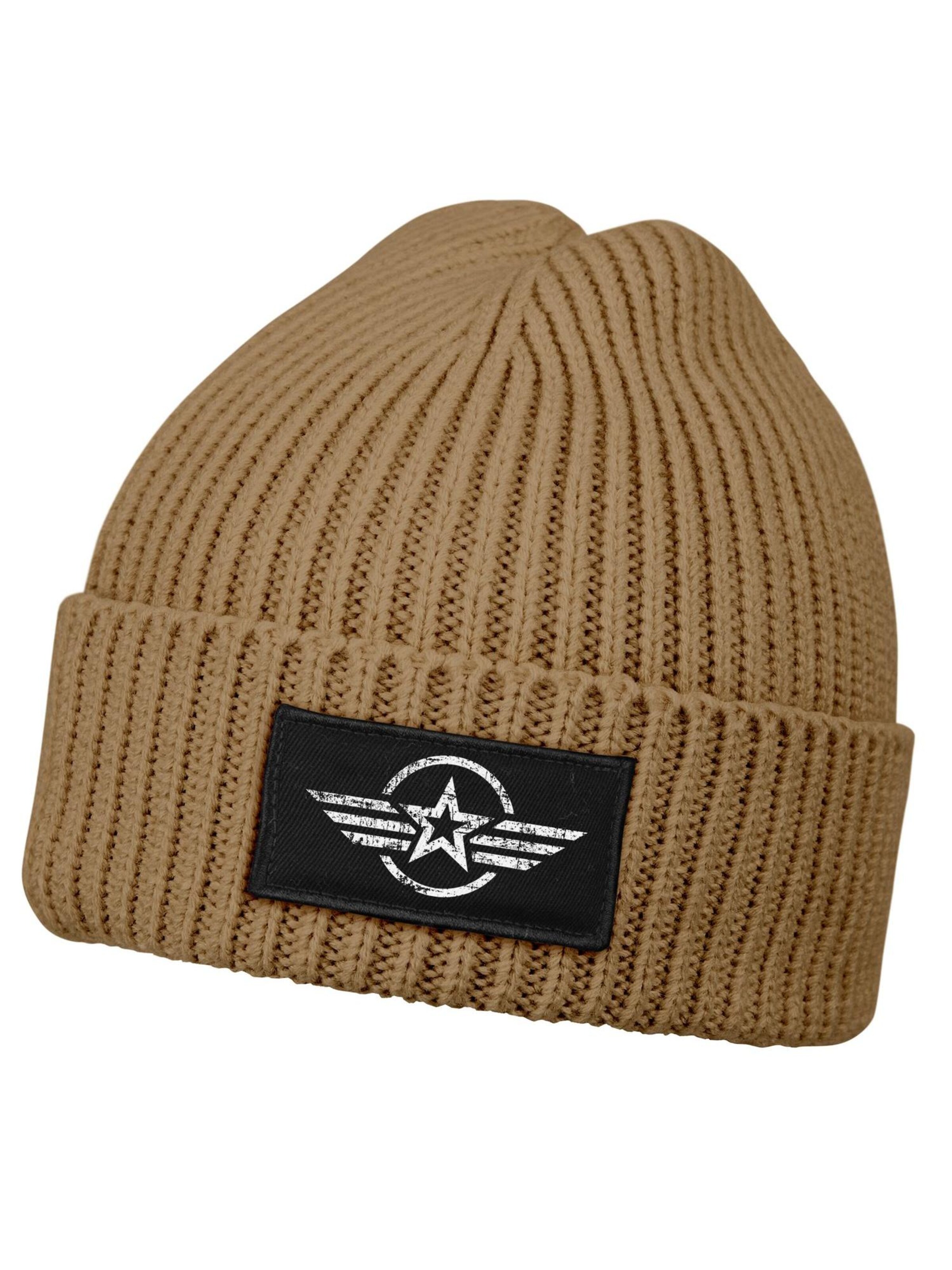 Neverless Beanie 'Airforce Wings' in Brown