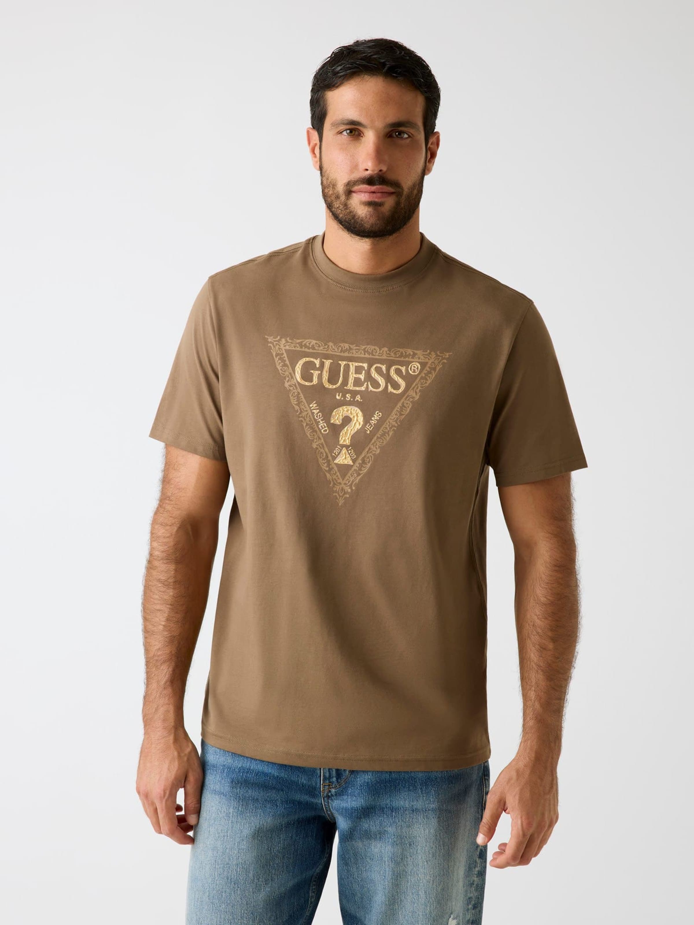 GUESS Shirt in Brown: front