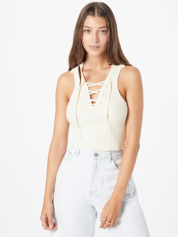 BDG Urban Outfitters Knitted Top in Beige: front