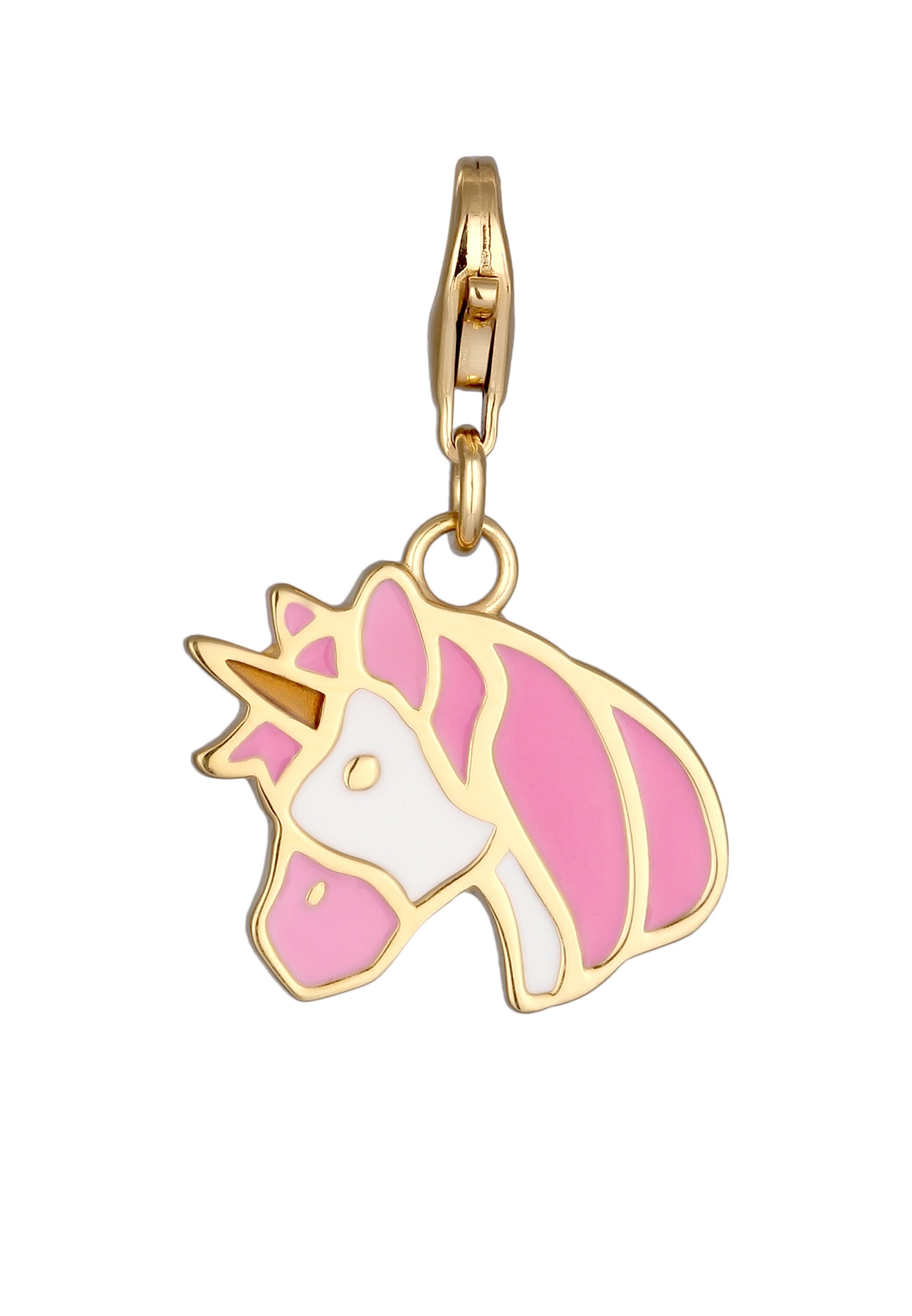 ELLI Charm Emoji 'Einhorn' in Gold: Vorderseite