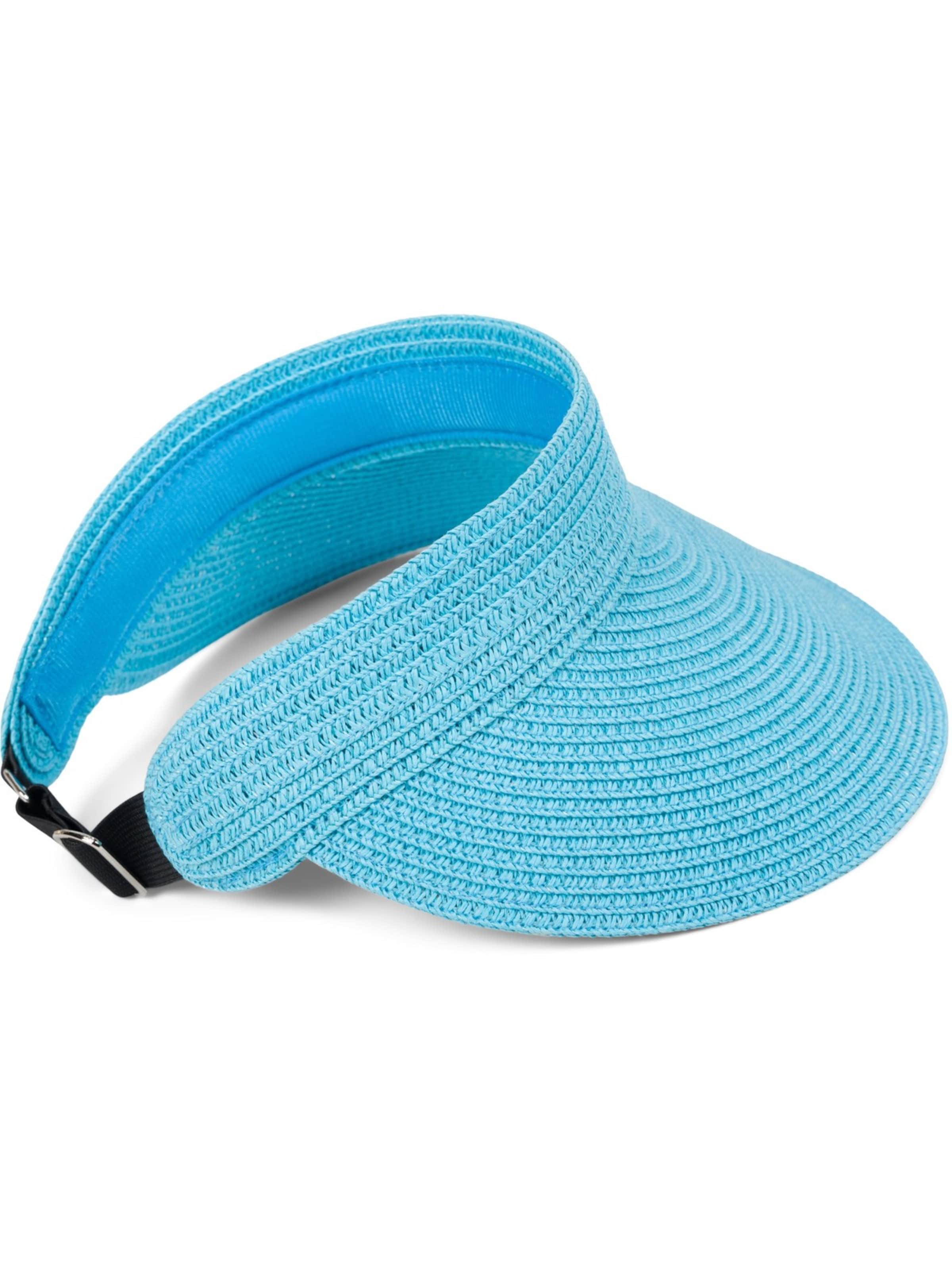 styleBREAKER Cap 'Papierstroh Visor Cap Einfarbig' in Blue: front