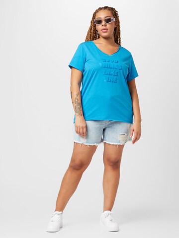 ONLY Carmakoma T-Shirt 'QUOTE' in Blau