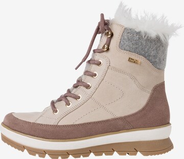JANA Lace-Up Ankle Boots in Beige