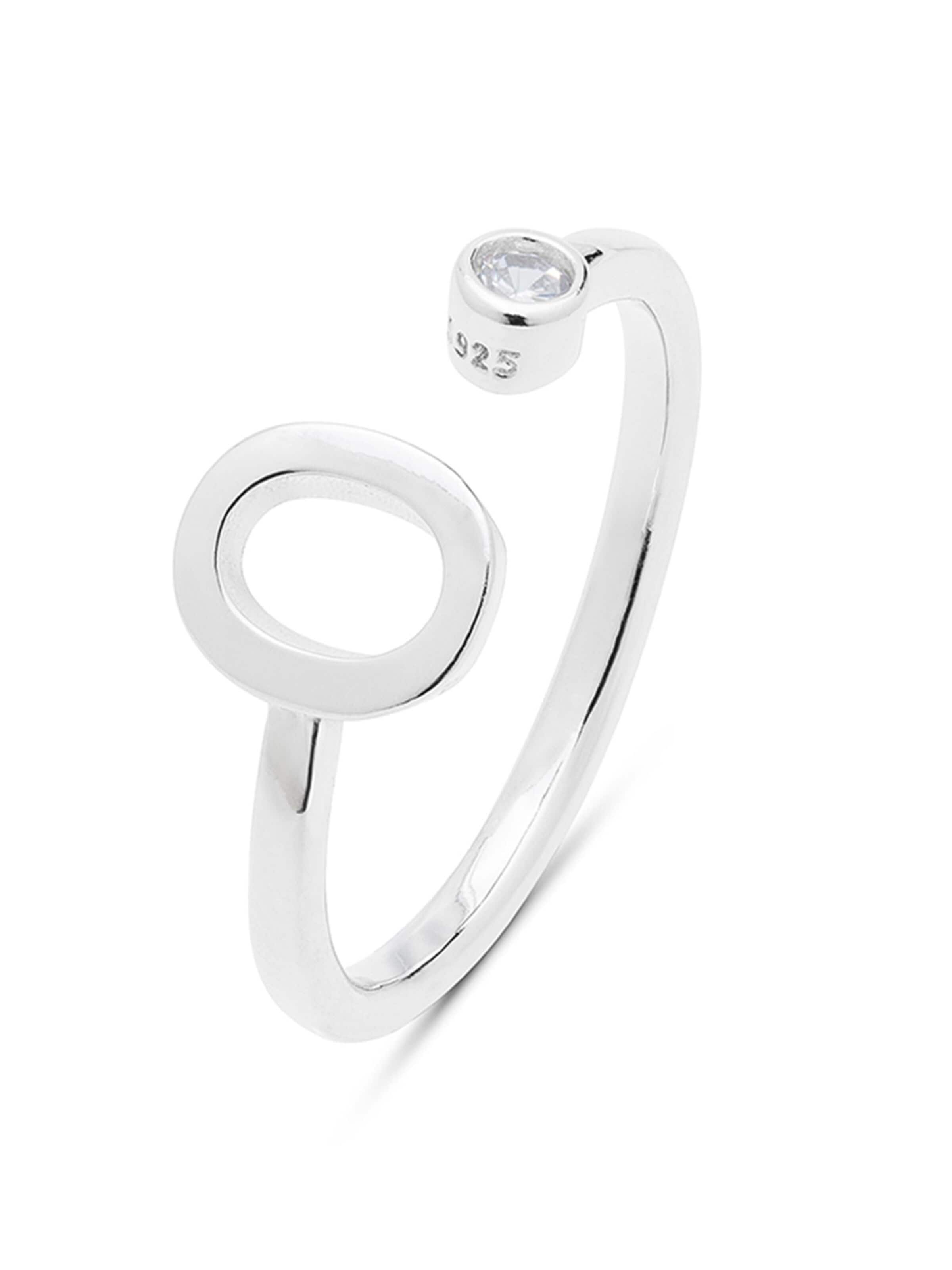 Luxenter Ring 'Alphabet O' i silver: framsida