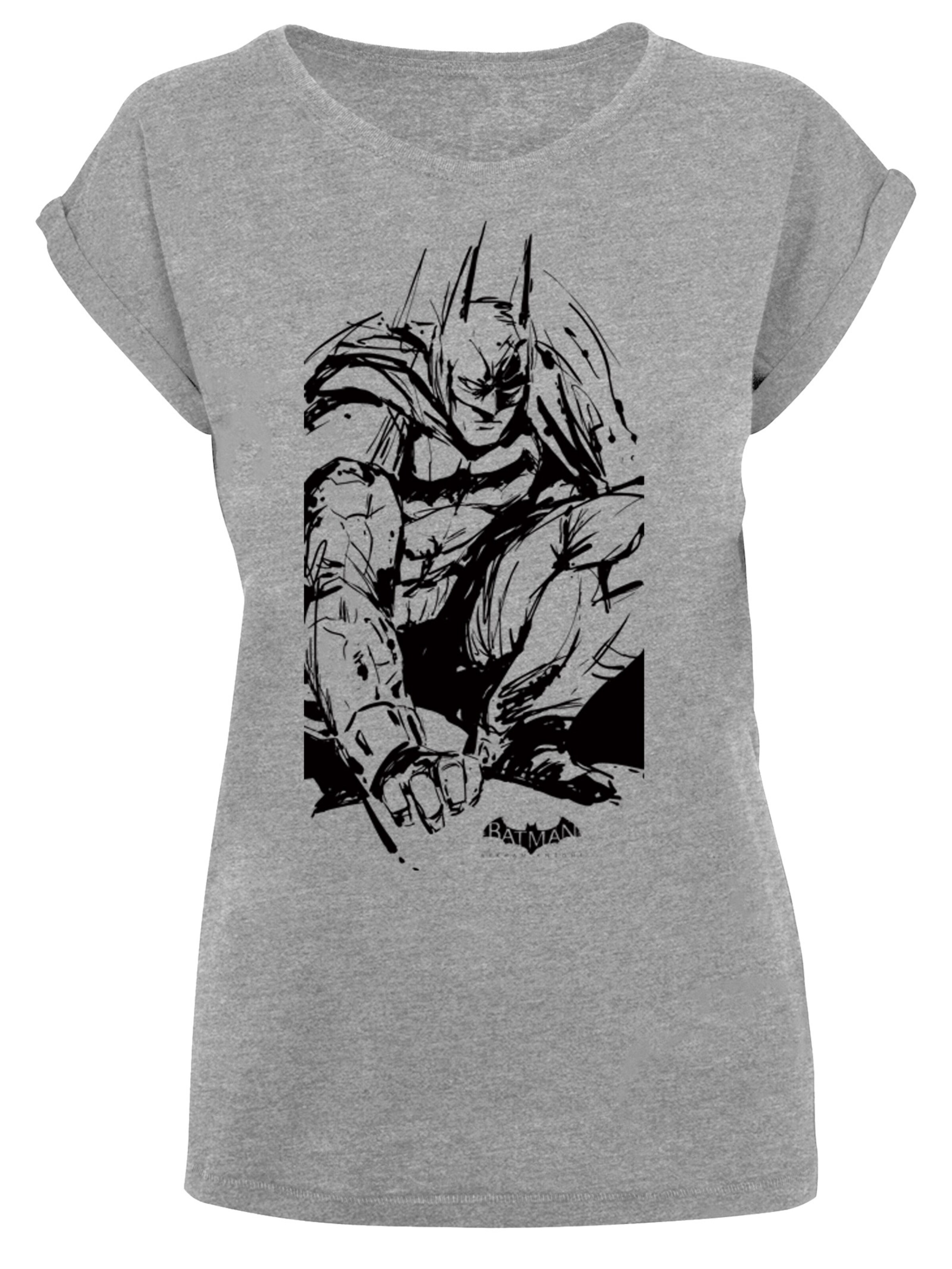 F4NT4STIC Shirt 'DC Comics Batman Arkham Knight Sketch' in Grijs: voorkant