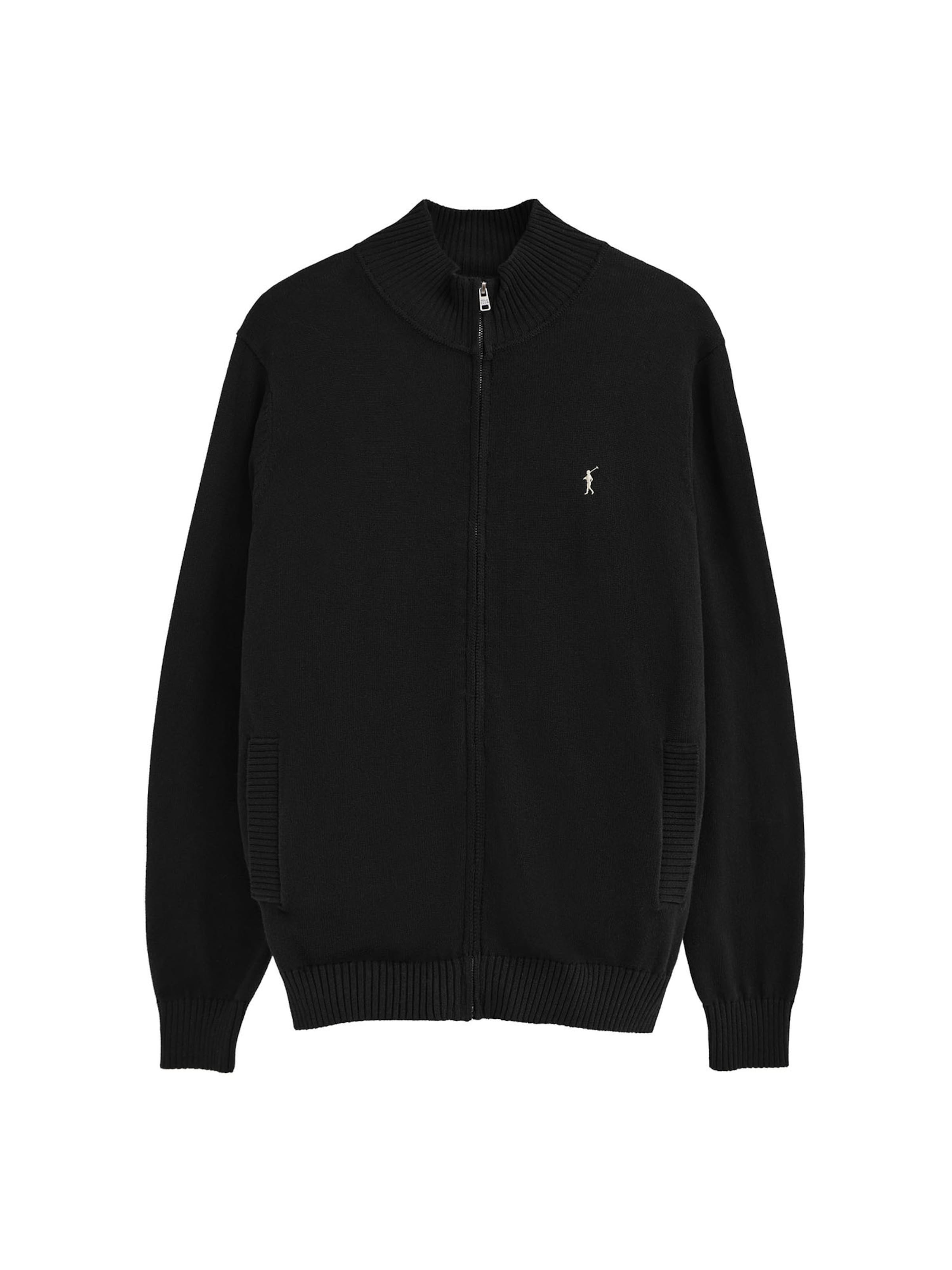 Polo Club Knit Cardigan 'Rigby Go' in Black: front