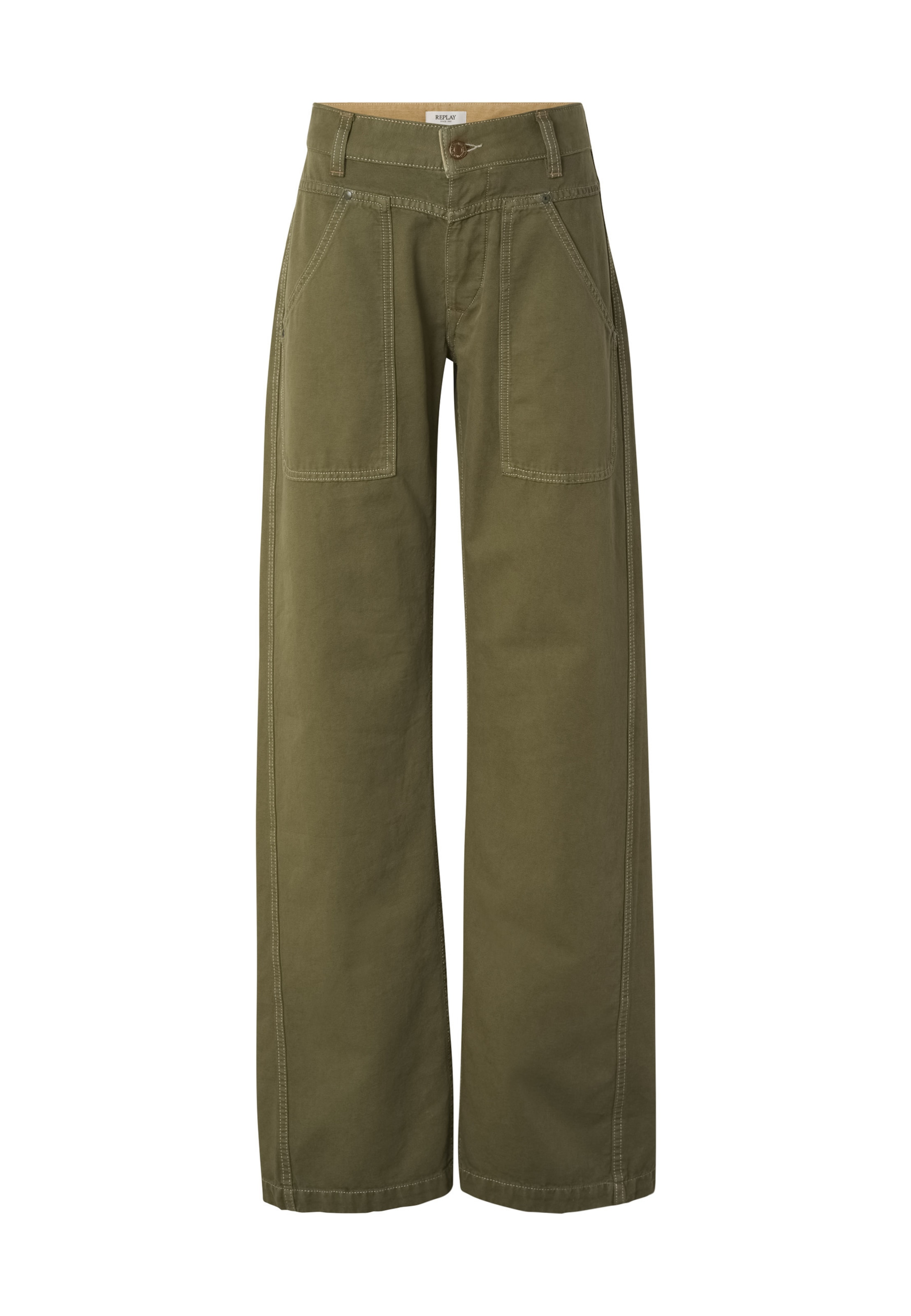 REPLAY Loosefit Jeans in Groen: voorkant