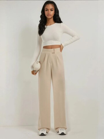 Hiccup Wide leg Pleat-Front Pants in Beige