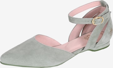 Apple of Eden Ballet Flats with Strap 'Beny' in Green: front