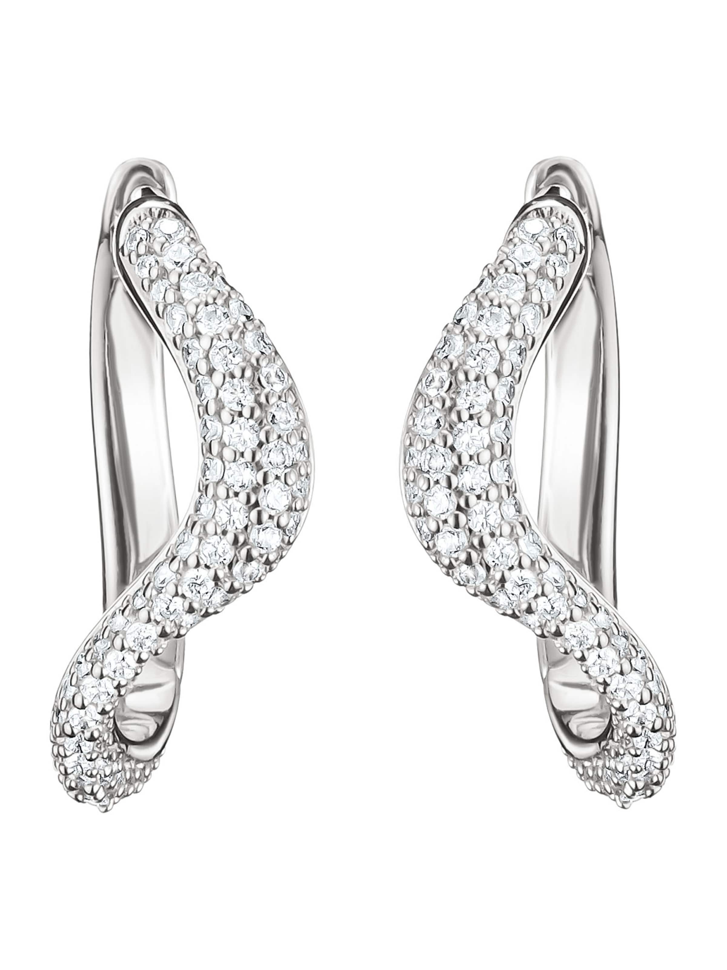 Thomas Sabo Creolen in Wellenform mit weißen Zirkonia in Silber: Vorderseite