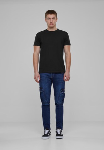 2Y Premium Skinny Cargo Jeans in Blue