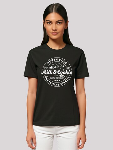 F4NT4STIC Shirt  'Milk and Cookie Bakery Retro Christmas Sign' in Schwarz: Vorderseite