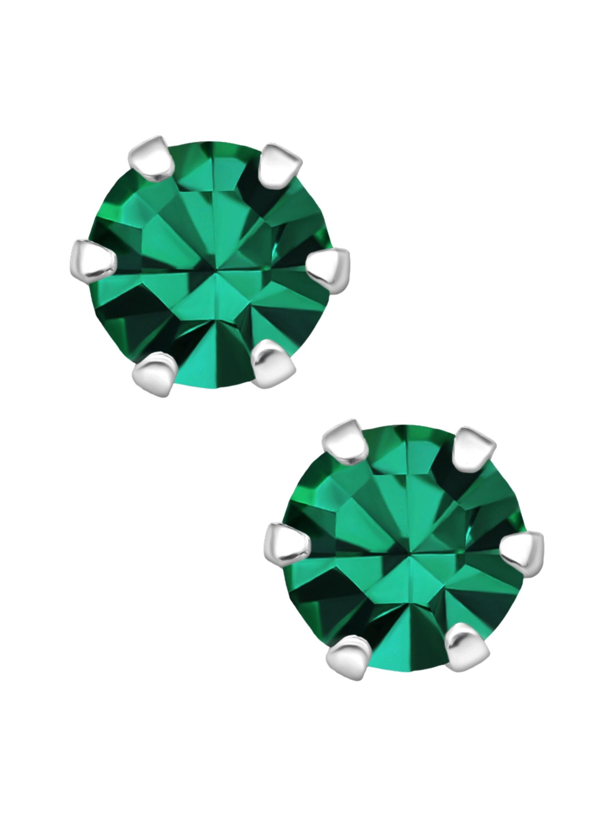 Boucles d'oreilles 'Silberne Runde 5 mm Ohrstecker mit Kristallen' Maxte en vert