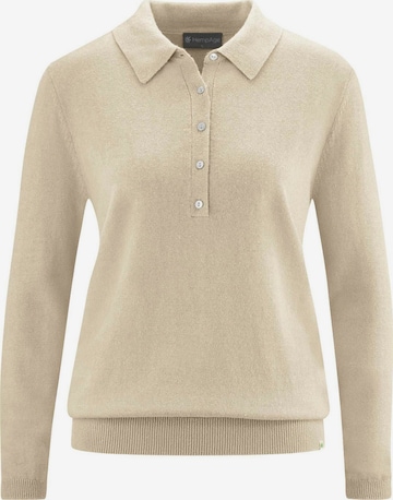 HempAge Sweater ' Polo Knit ' in Beige: front