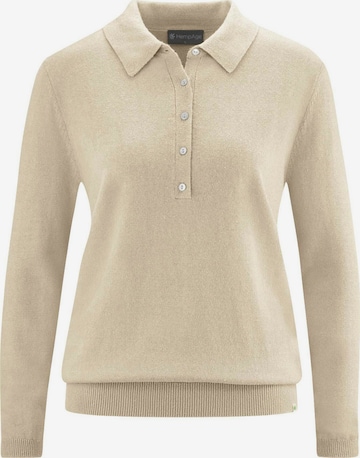 HempAge Longsleeve ' Polo Knit ' in Beige: predná strana