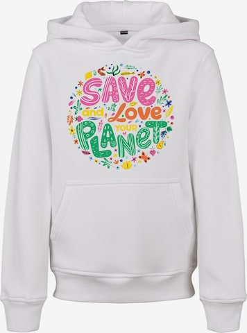 Mister Tee Sweatshirt 'Save And Love' i vit: framsida