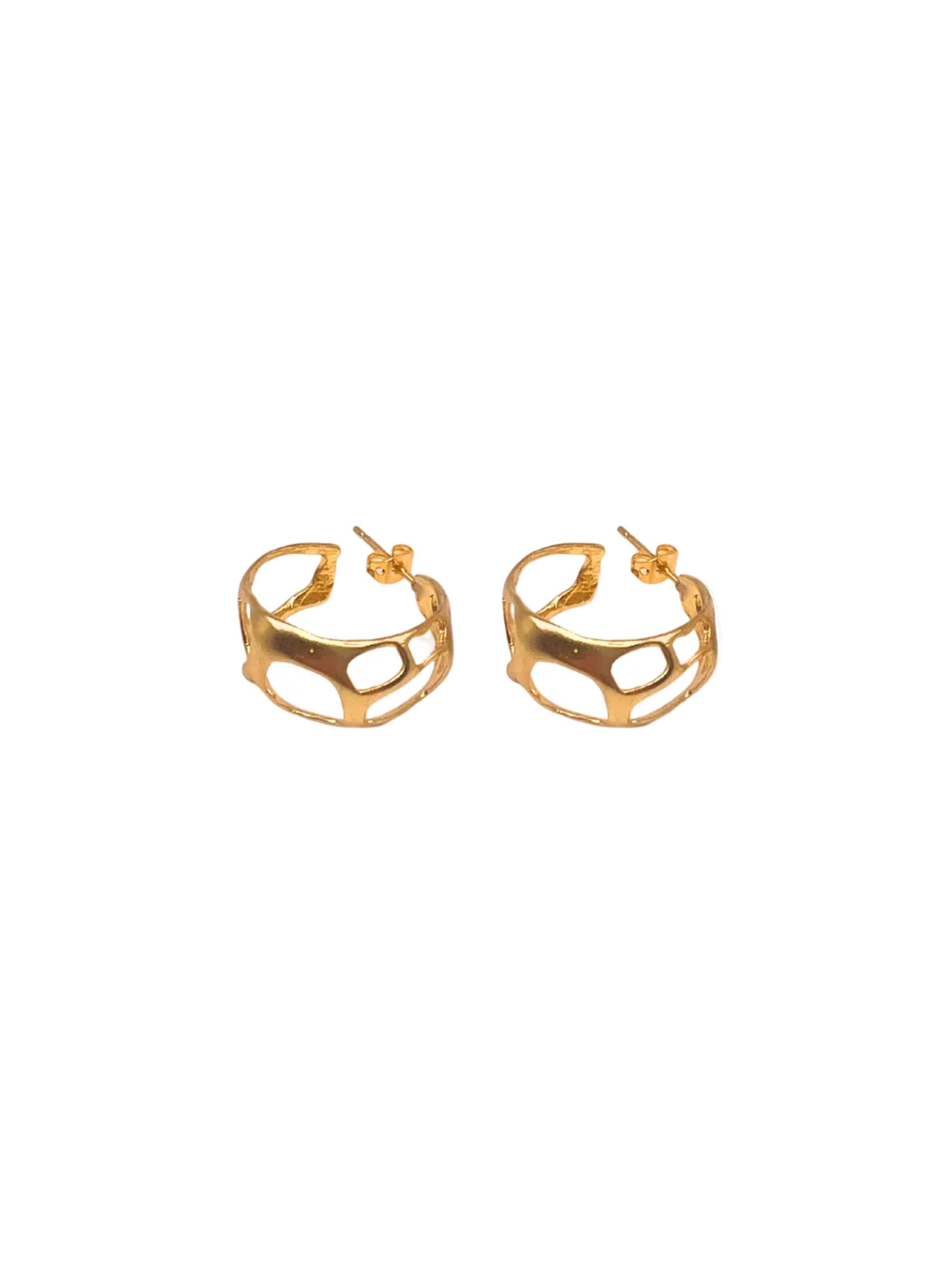 Les Reines Earrings 'Golden Grid' in Gold: front