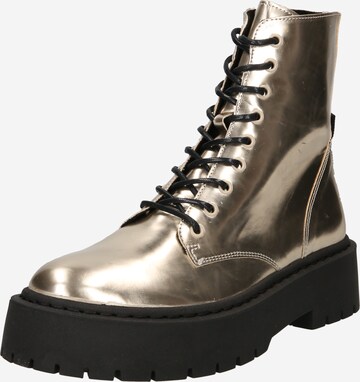 STEVE MADDEN Lace-Up Ankle Boots 'SKYLAR' in Gold: front