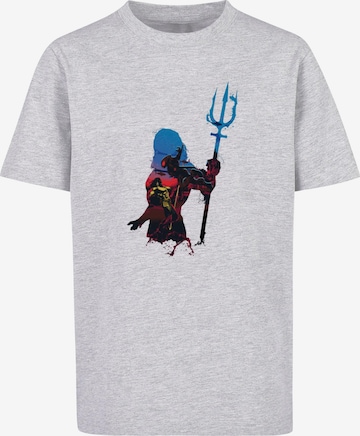 ABSOLUTE CULT Shirt 'Aquaman - Battle Silhouette' in Grijs: voorkant