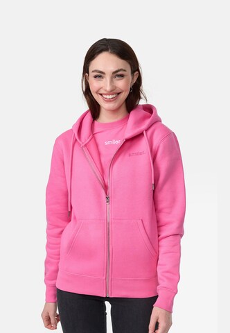 smiler. Zip-Up Hoodie in Pink