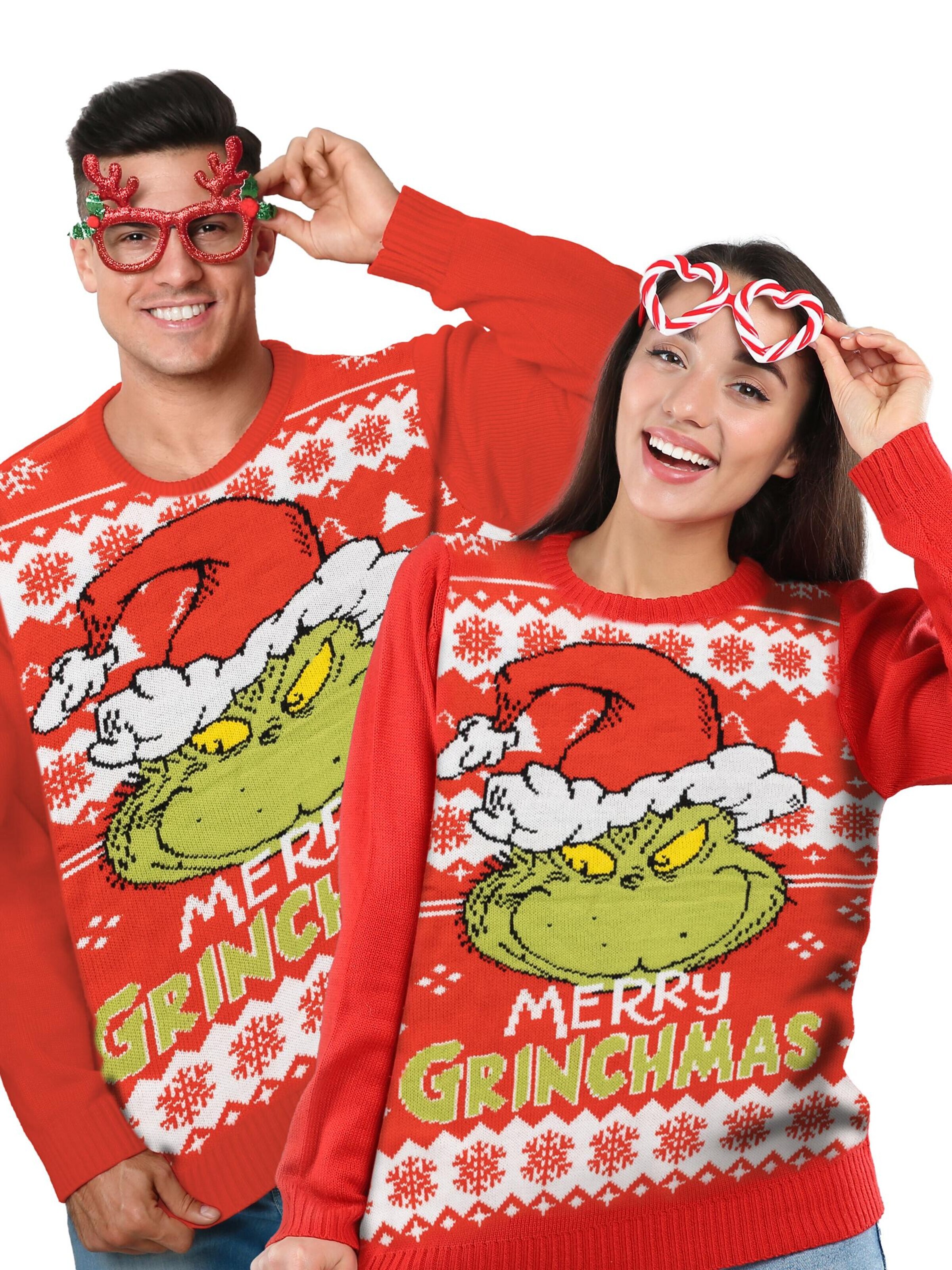 The Grinch Sweater 'Weihnachtspullover Merry Grinchmas' in Red: front