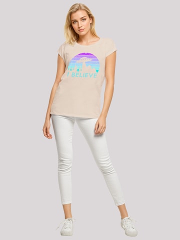 F4NT4STIC T-Shirt 'I Believe UFO Alien Raumschiff Retro' in Beige