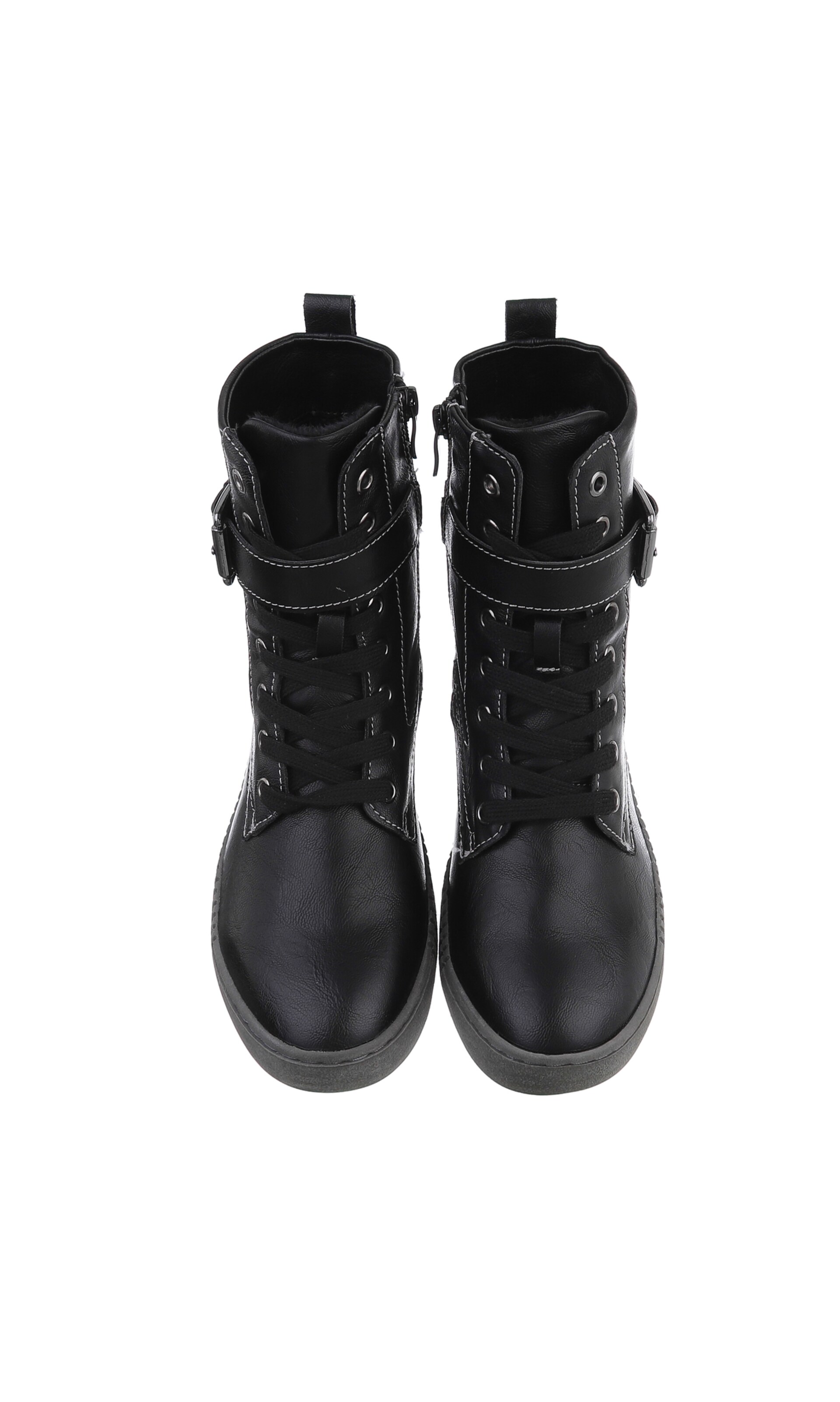 Ital-Design Schnürstiefelette in Schwarz