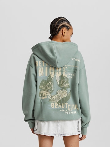 Bershka Zip-Up Hoodie in Green