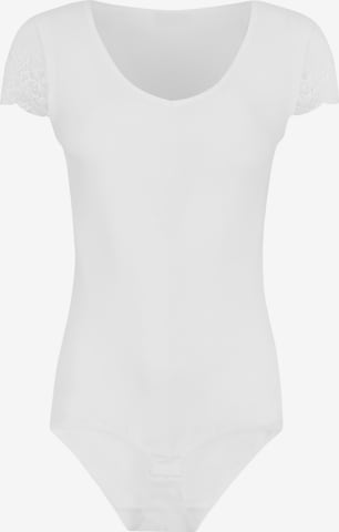 Evoni Body 'Kurzarmbody mit Spitzenärmeln' in Weiß: Vorderseite