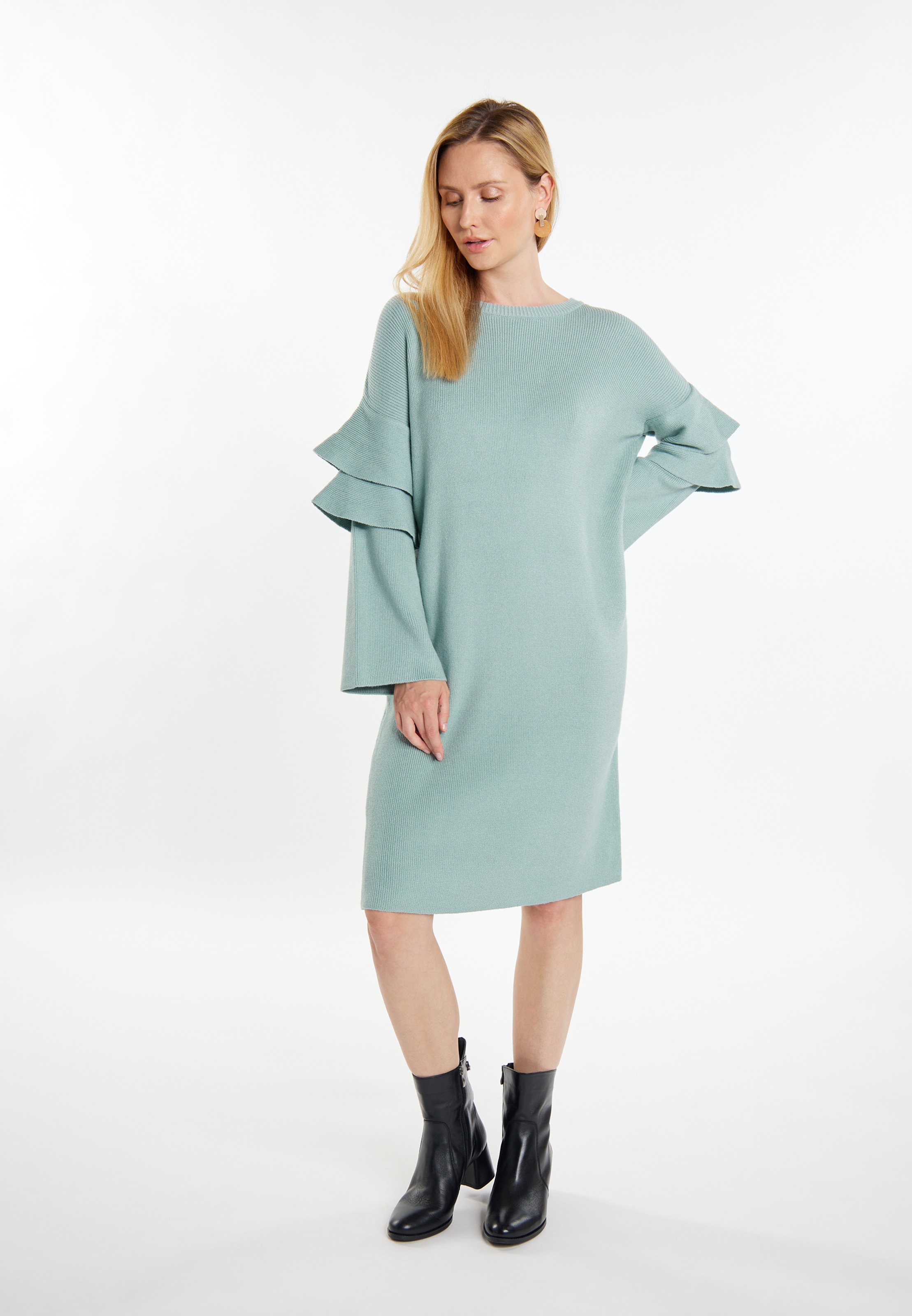 usha WHITE LABEL Gebreide jurk in Lichtblauw ABOUT YOU