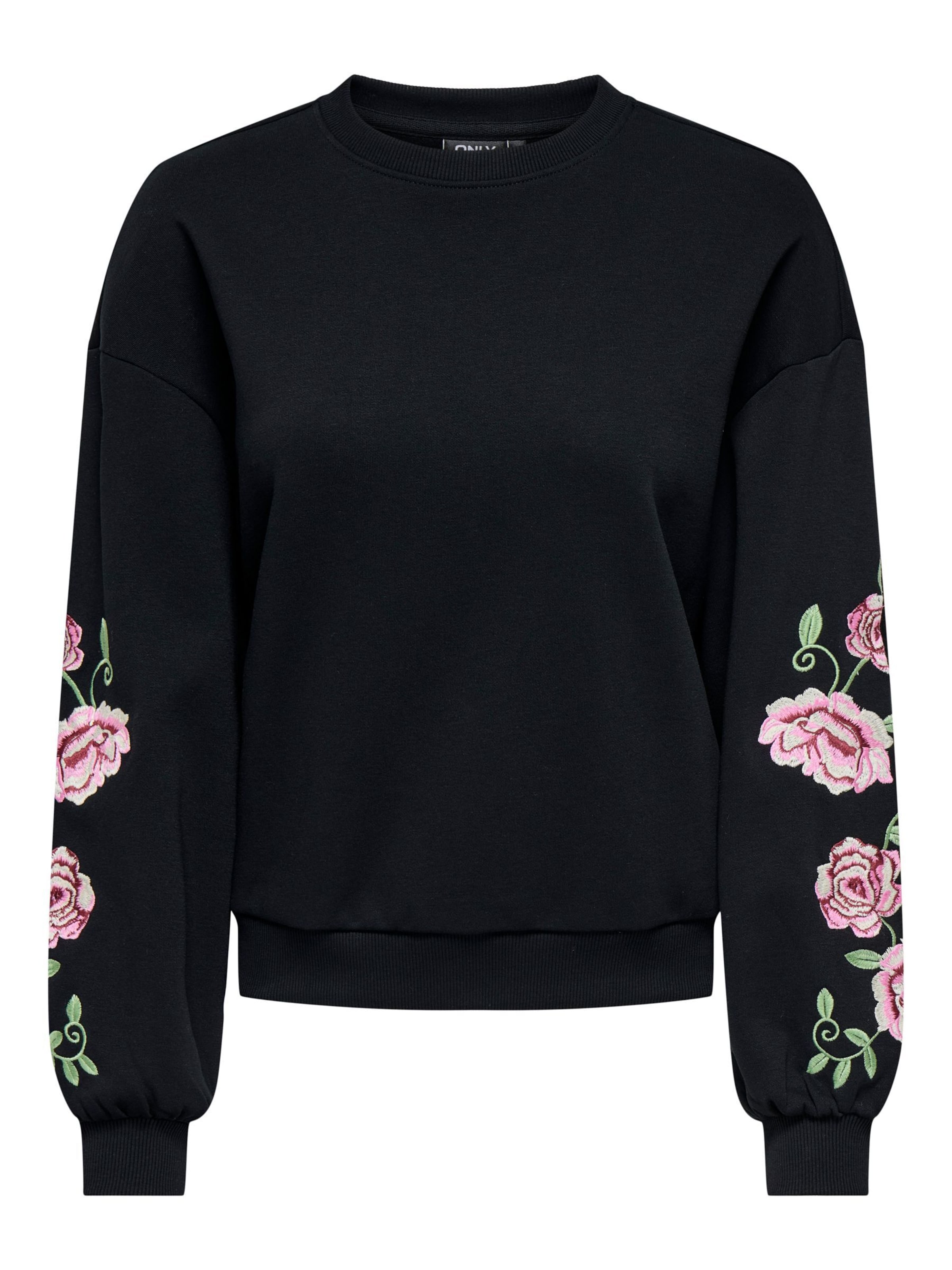 ONLY Sweatshirt 'ONLBrooklyn' i grøn / lyserød / sort, Produktvisning