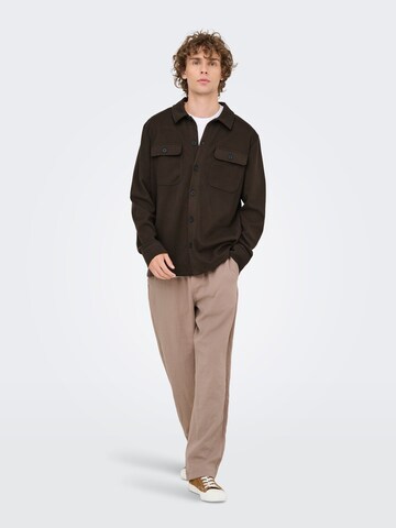 Only & Sons Regular fit Overhemd 'NEW KODYL' in Bruin