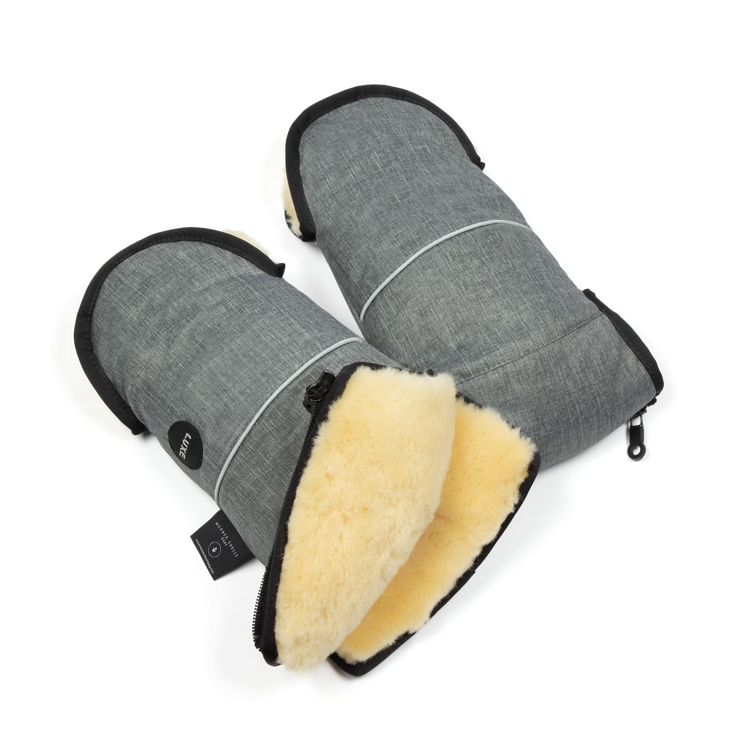 Werner Christ Baby Fäustlinge 'Glovy Luxe' in Grau: Vorderseite