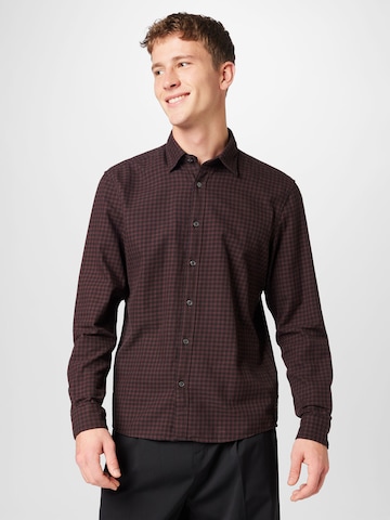 Marc O'Polo Regular fit Button Up Shirt in Brown: front