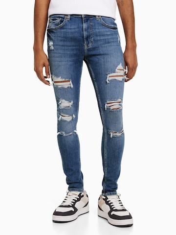 Bershka Slimfit Jeans in Blauw: voorkant