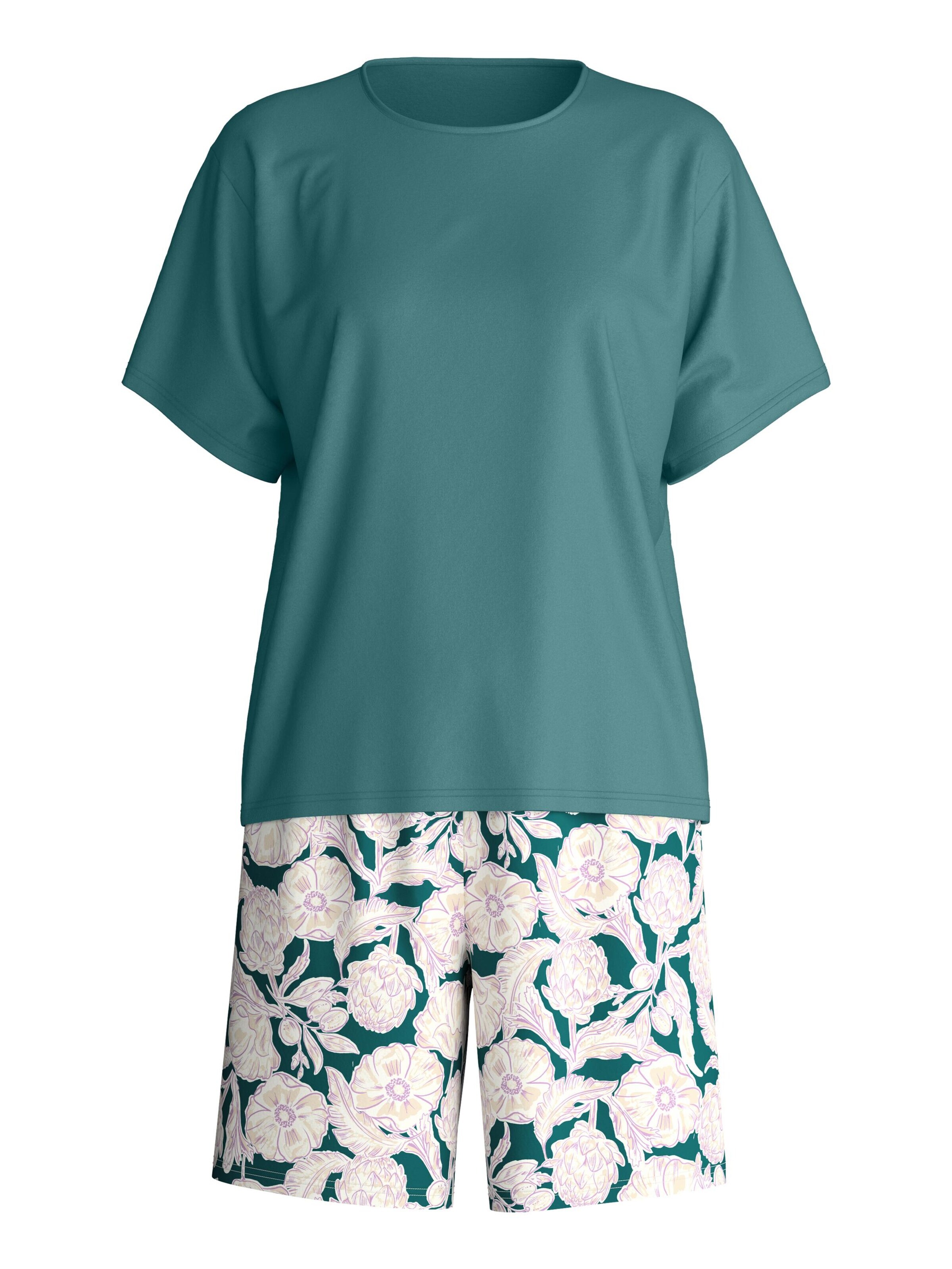 CALIDA Short Pajama Set 'Botanic Dreams' in Green: front