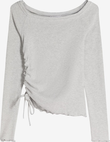 Bershka Majica | siva barva: sprednja stran