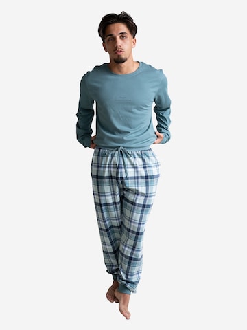 Phil & Co. Berlin Pyjama lang 'Weekend Collection' in Blauw: voorkant