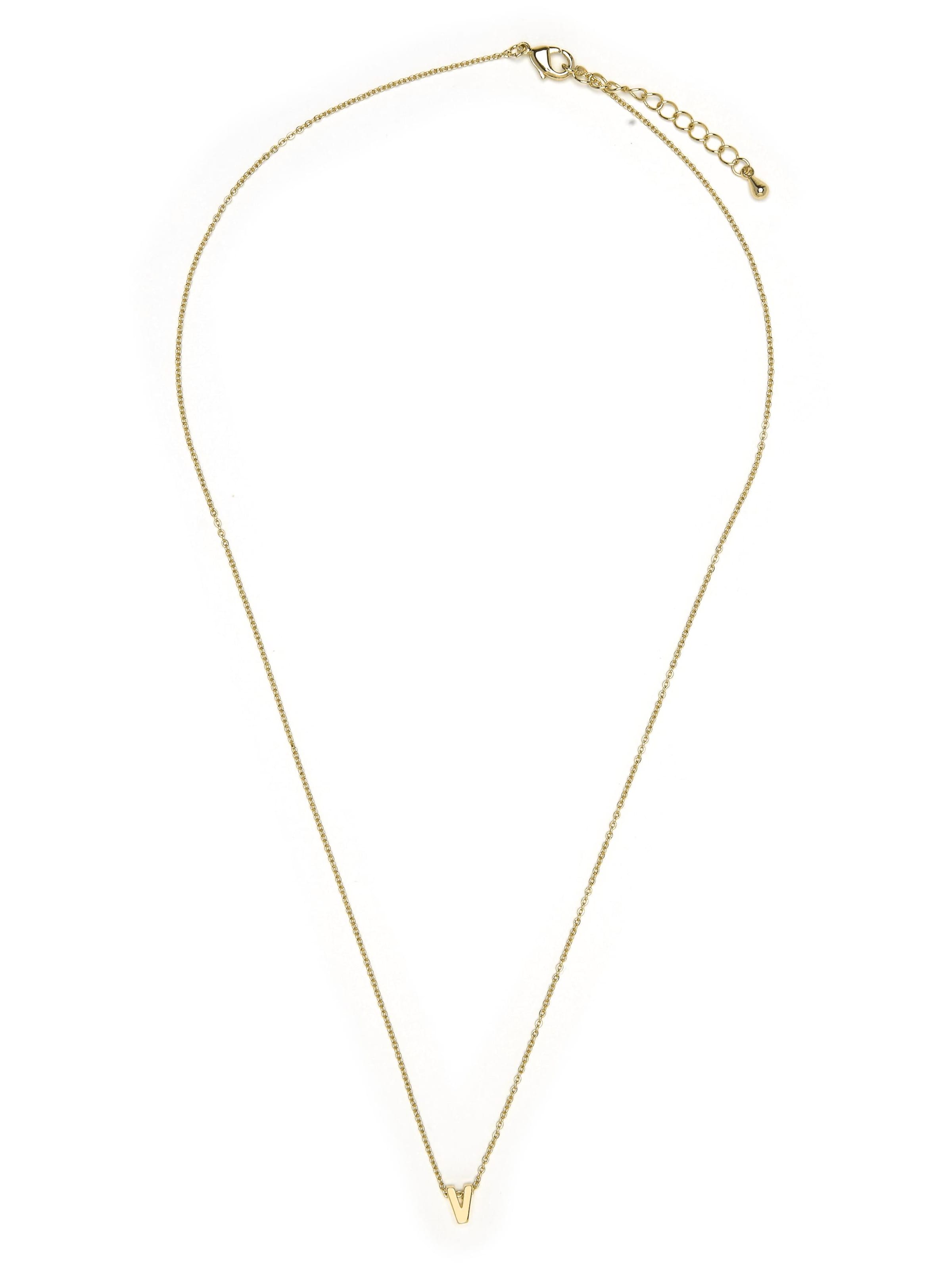 Luxenter Necklace 'Alphabet  V' in Yellow: front
