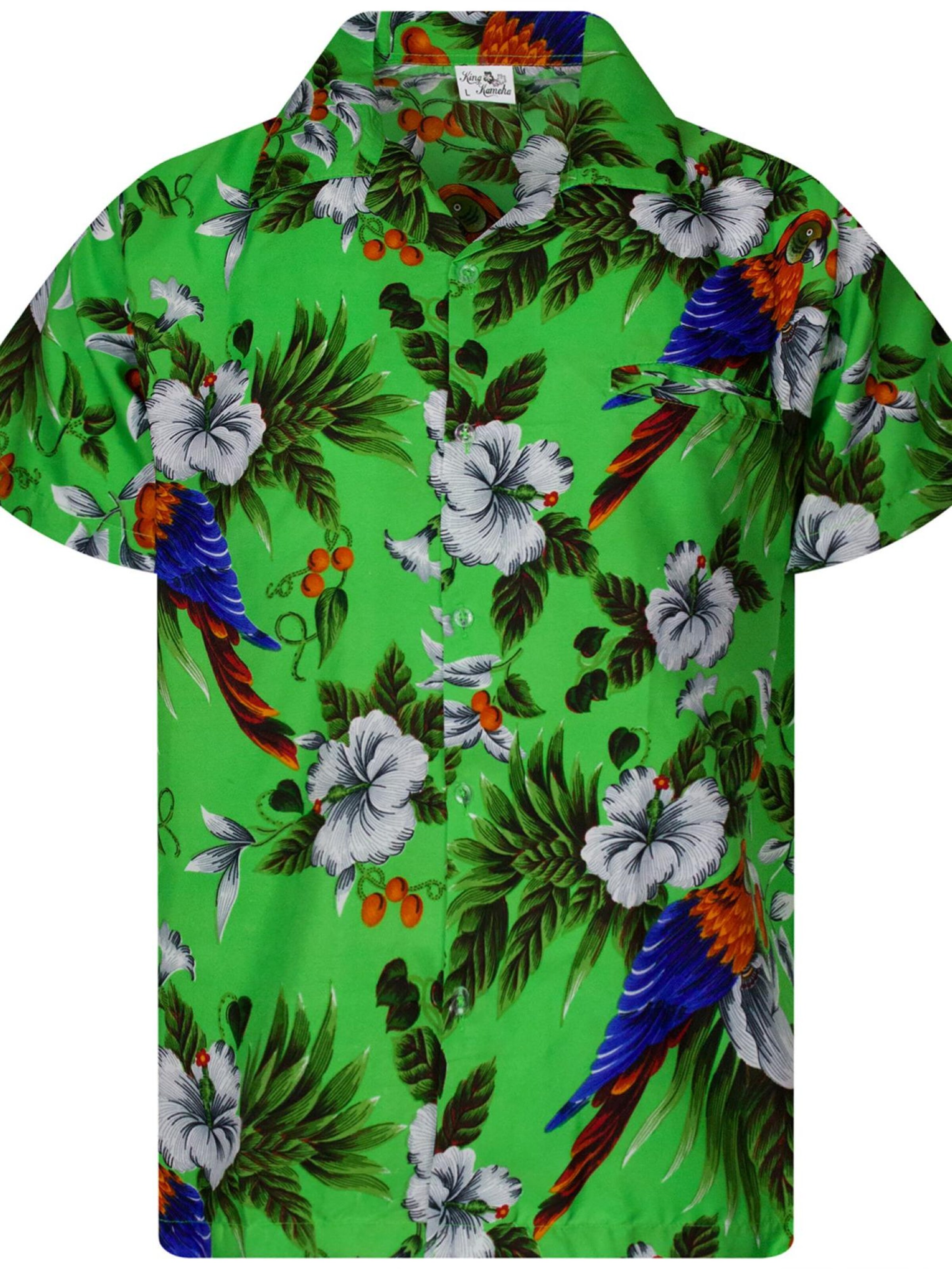 King Kameha Shirt 'Cherryparrot' in Green: front