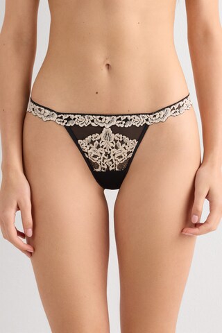 INTIMISSIMI Thong 'Pretty Flowers' in Black: front