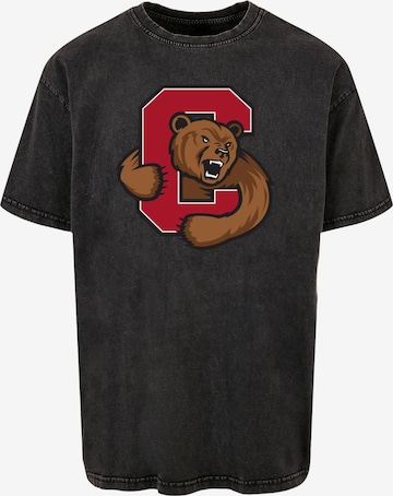 Merchcode Shirt 'Cornell University - Bear' in Zwart: voorkant