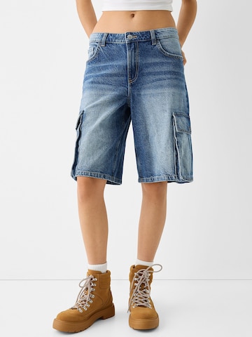 Loosefit Jeans cargo Bershka en bleu