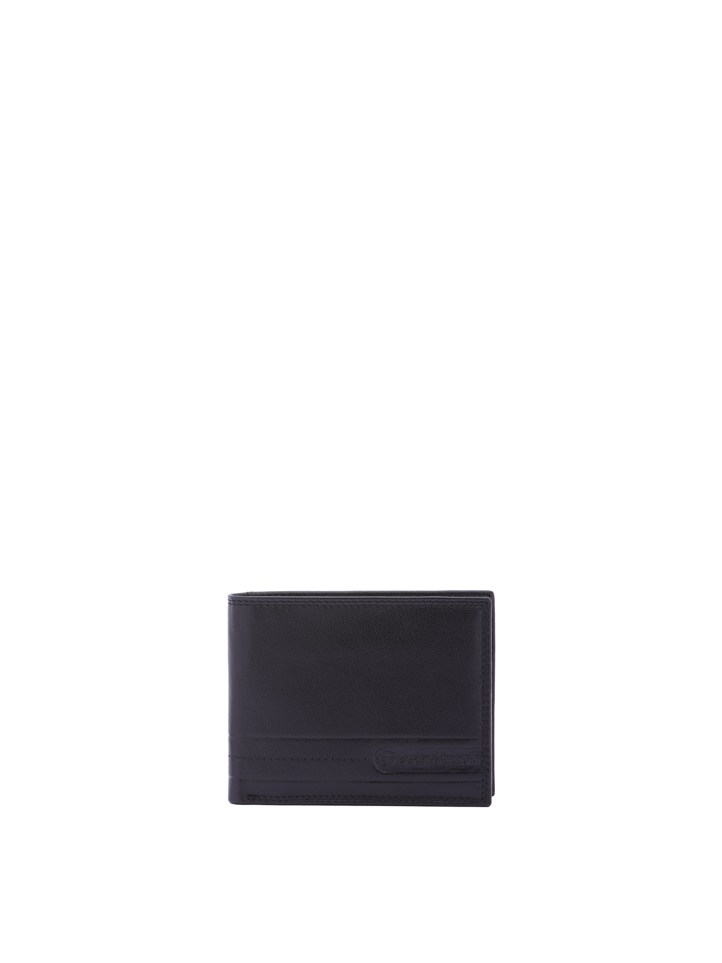Portamonete 'Portafoglio Uomo Vera Pelle Sergio Tacchini Compatto 10x12,5 cm' di Sergio Tacchini in nero: frontale