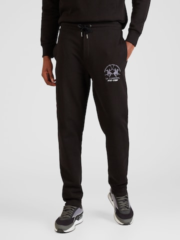 La Martina Tapered Trousers in Black: front