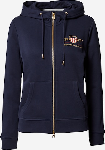 GANT Zip-Up Hoodie in Blue: front