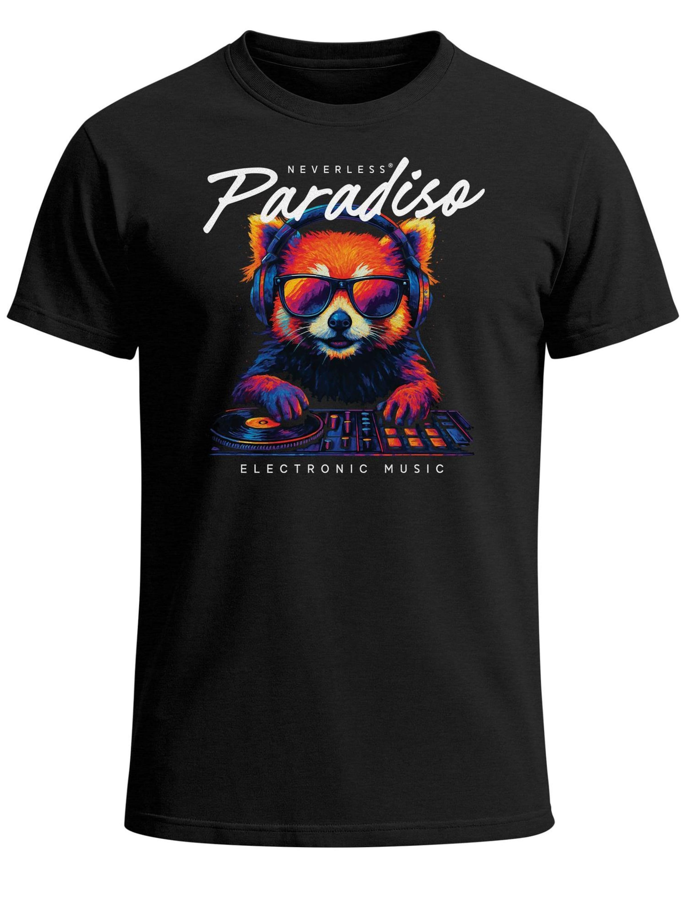 Neverless Shirt 'Dj Red Panda' in Black: front