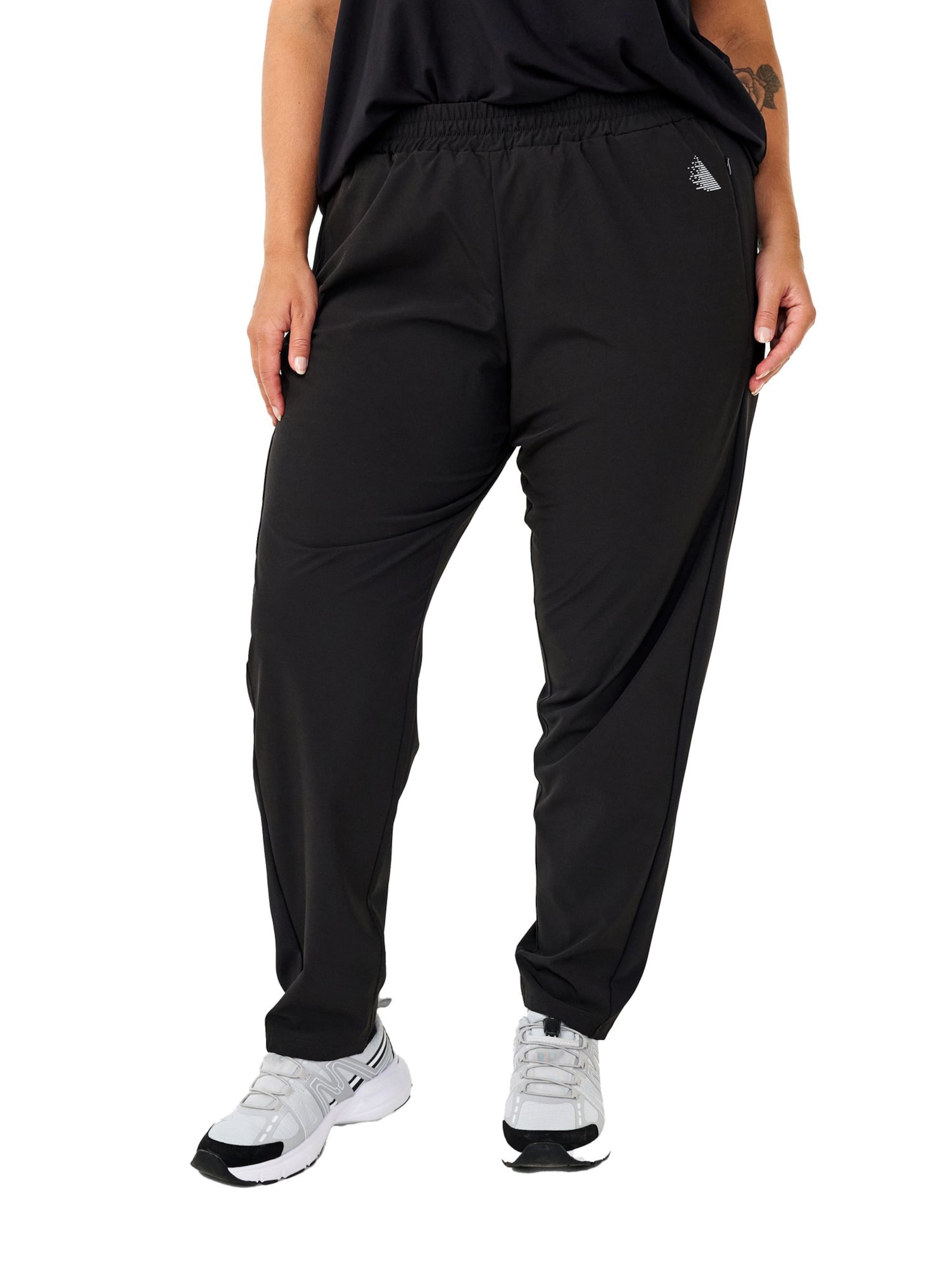 Active by Zizzi Regular Trousers 'CLARA' in Black: front