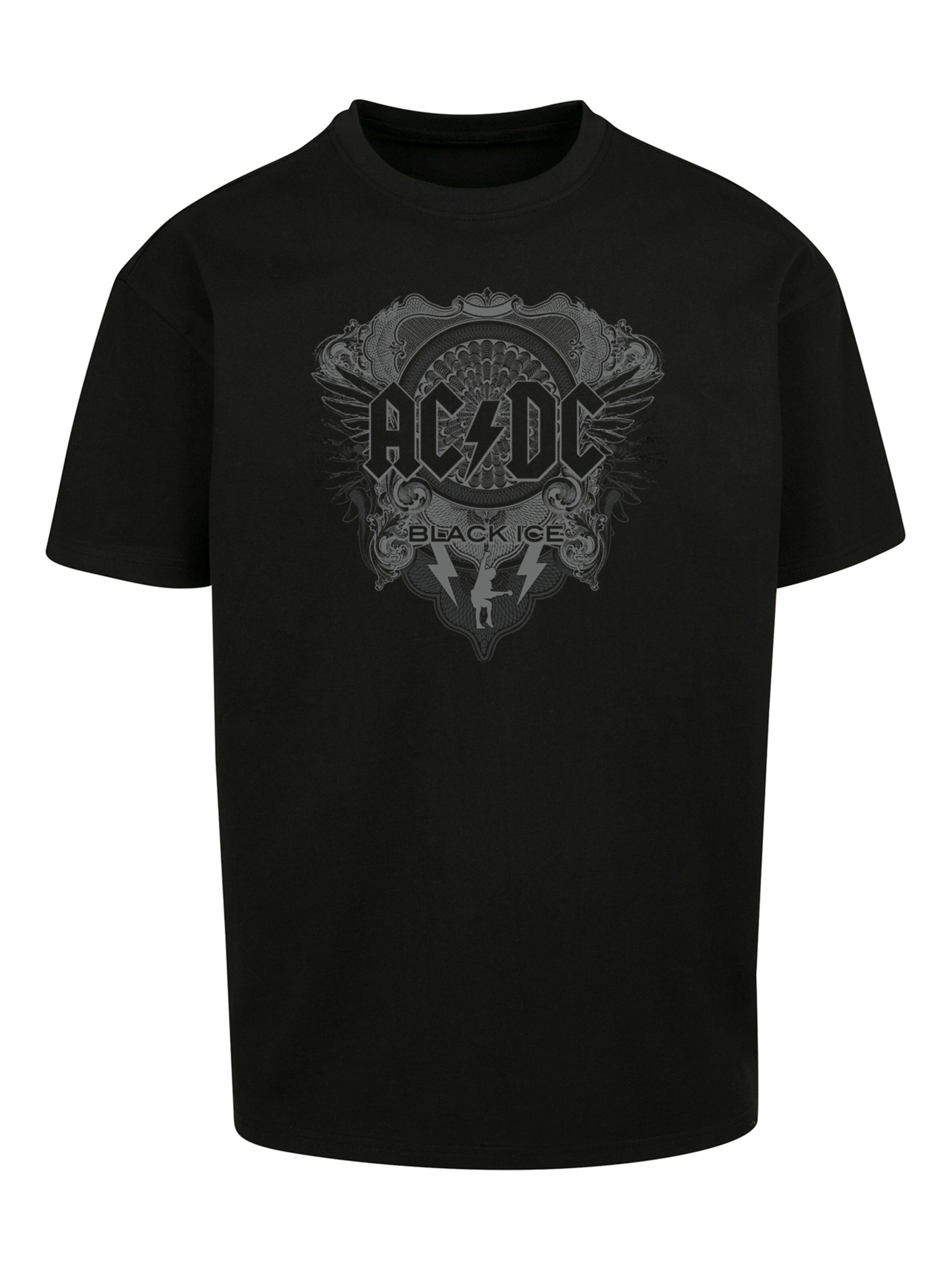 F4NT4STIC Shirt 'ACDC Rock Band Black Ice' in Zwart: voorkant